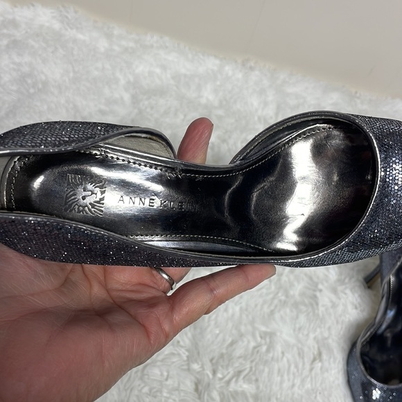 Ann Klein Zia Glitter Silver Pewter Gray D’orsey Pump Heels - Picture 7 of 9